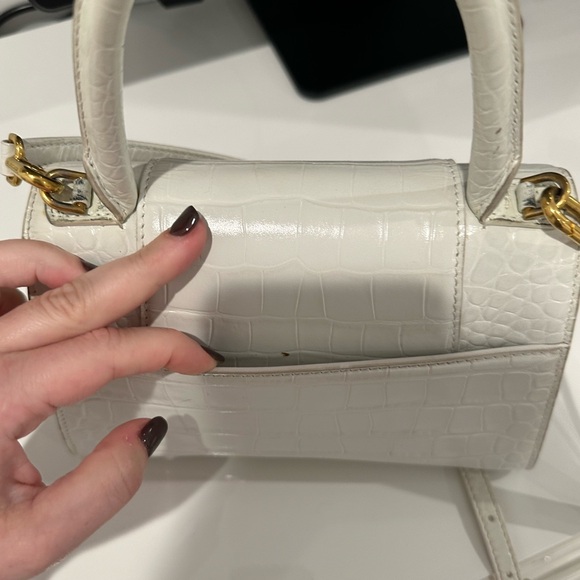 BALENCIAGA HOURGLASS SMALL HANDBAG CROCODILE WHITE W GOLD (dust bag too) - Picture 9 of 11